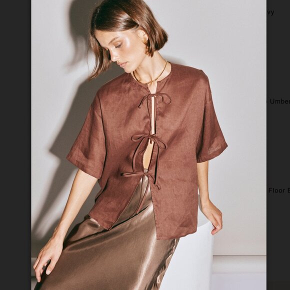 VRG GRL - Naomi Linen Smock Top Umber (size 8) - Picture 1 of 6